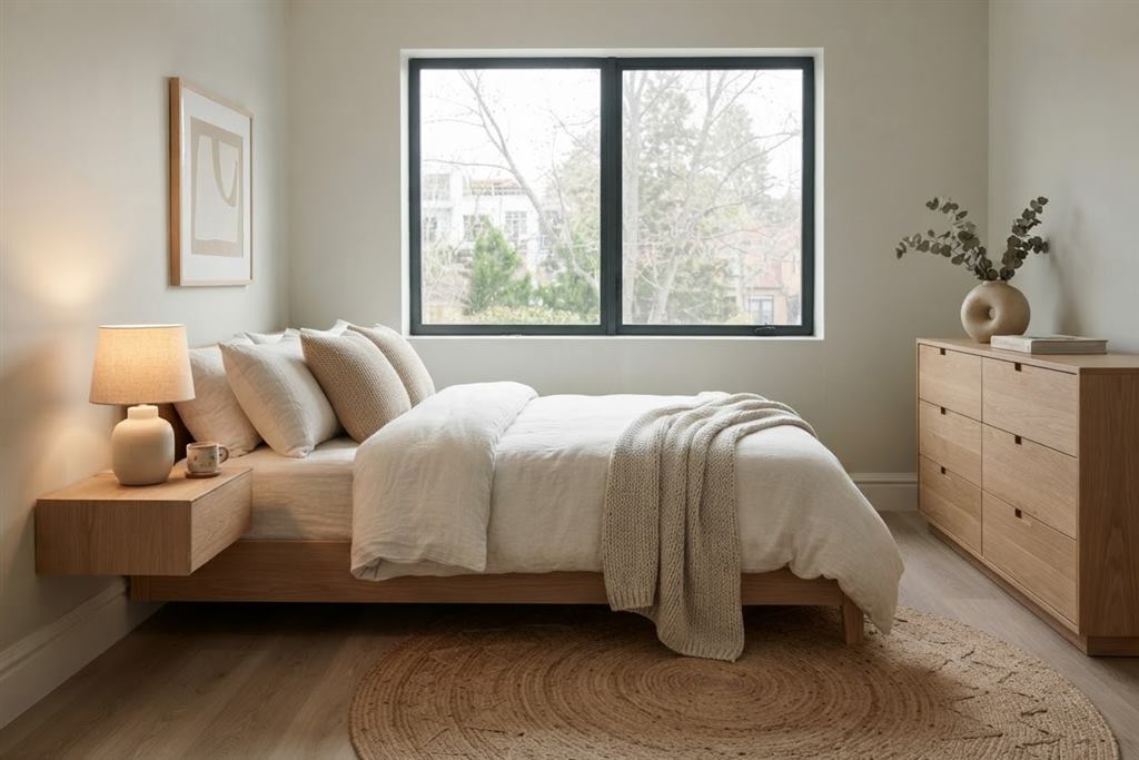 Scandinavian bedroom staged by StageOnce